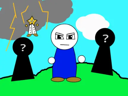 Bleu The Rooms of Bosses game logo featuring character Bleu and boss rooms