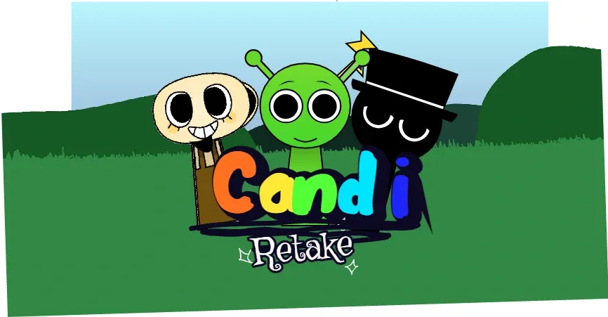 Candi Retake colorful candy themed Sprunki mod logo cover