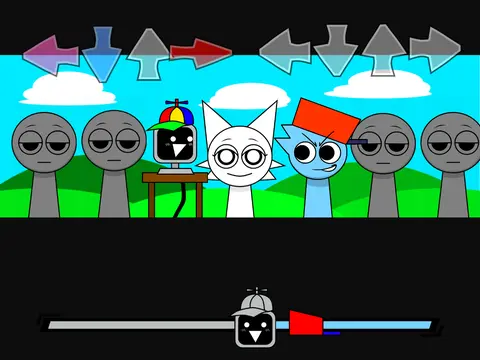 FNF Sprunki game logo showing Sprunki characters in Friday Night Funkin\' style