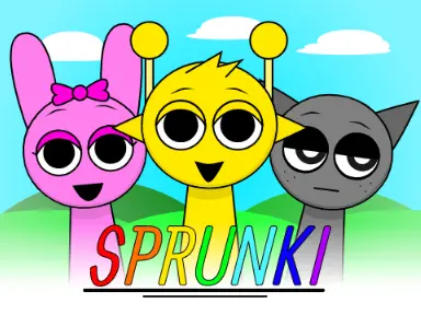 Free Sprunki game logo featuring colorful characters