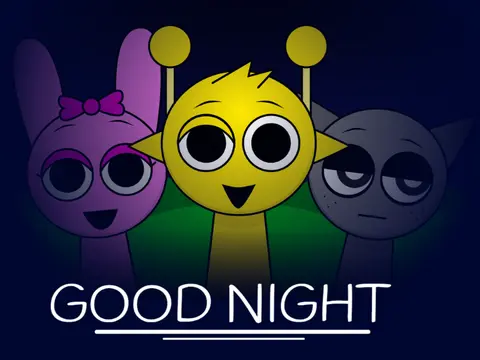 Good Night Sprunki version 3.0 game logo with night sky design