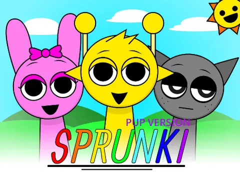 Logo for Sprunki But Pups Update featuring new character additions