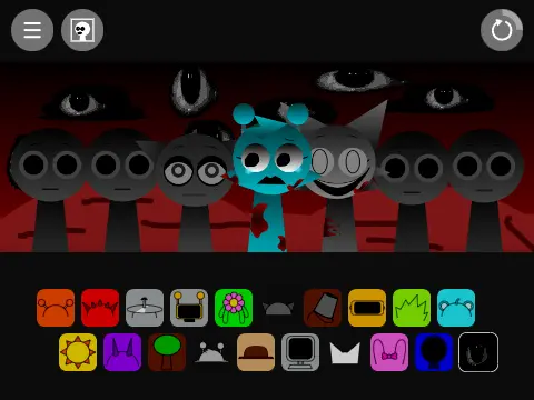 Synthy Retake Sprunki mod logo with neon grid and synth font