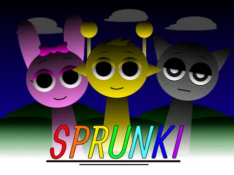 Incredibox Sprunki Night Time dark version game cover featuring shadowy characters