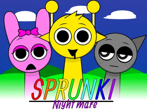 Incredibox Sprunki Nightmare game logo featuring horror-themed character designs