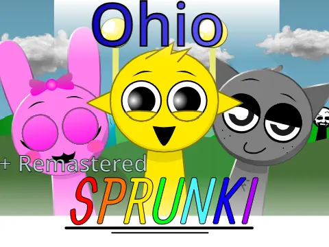 Incredibox Sprunki Ohio Remastered game logo featuring Ohio and Remastered character editions
