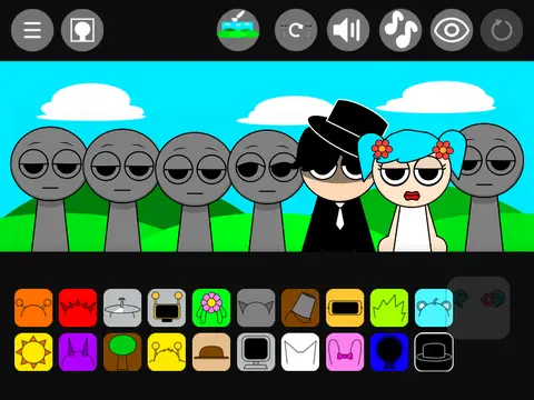 Incredibox Sprunki Remix Humans game logo with character controls