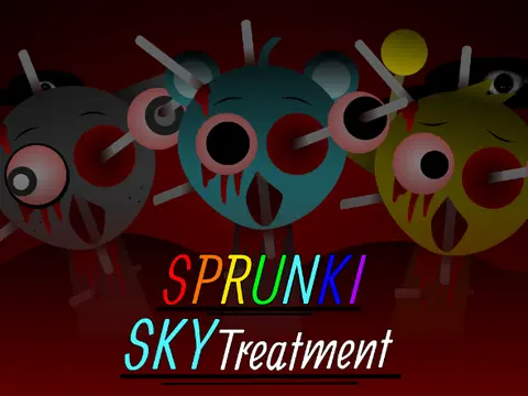 Incredibox Sprunki Sky Treatment logo with clouds and blue sky background