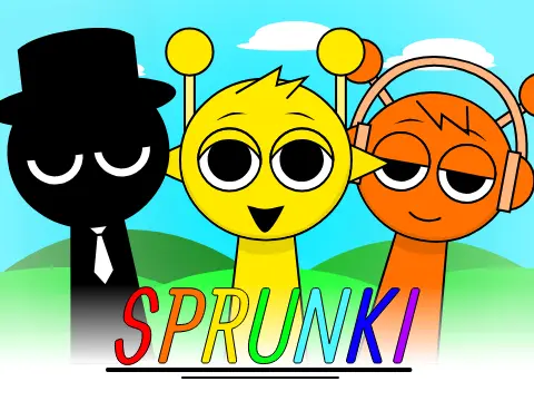 Incredibox Sprunki Warning Scary game logo with dark horror and warning theme