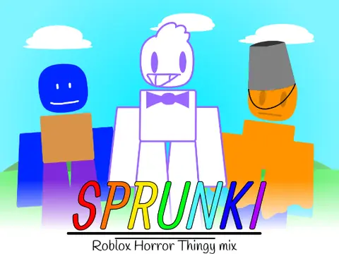 Roblox Horror Thingy Sprunki Mix fanmade mod logo with character sprites