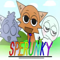 Sperunky game logo with cave explorer Sprunki character