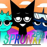 Sprunki 2P game logo featuring two competing Sprunki characters