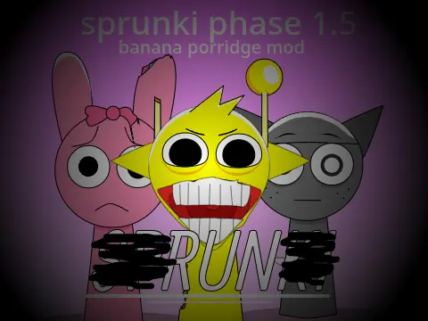 Sprunki Banana Porridge Phase 1.5 Babies logo with cute baby characters