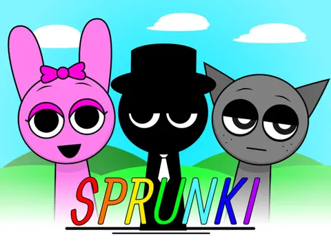 Sprunki game logo showing black character variant