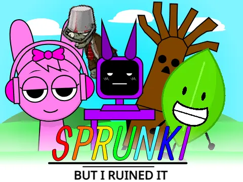Sprunki... But I Runied It game logo featuring little brother creation