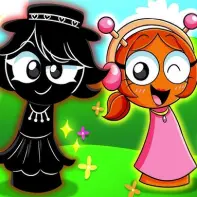 Sprunki But Kid Friendly game logo featuring colorful, friendly Sprunki characters