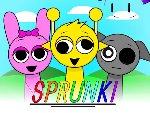 Sprunki But Read The Instructions game logo featuring quirky character animations