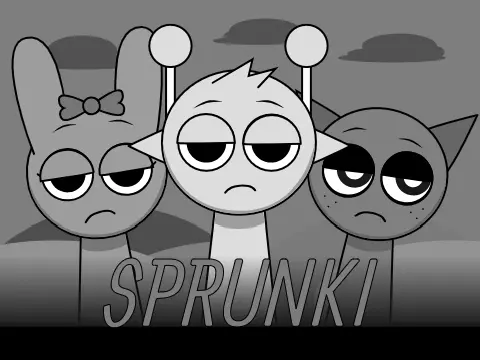 Sprunki But They're Miserable game logo featuring survivor and infected characters