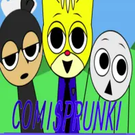 Sprunki Comisprunki logo featuring comic book style panels and Sprunki characters