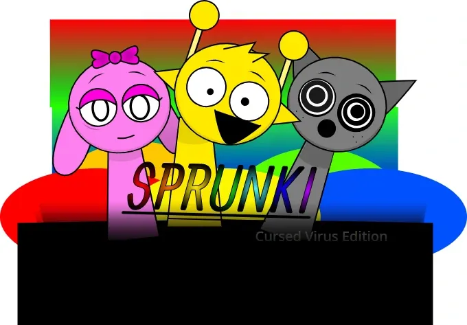 Sprunki Cursed Virus Edition game logo featuring infected Sprunki characters with virus effects