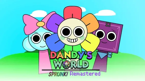 Sprunki Dandy’s World Remastered Game Logo - Roblox Toon Style