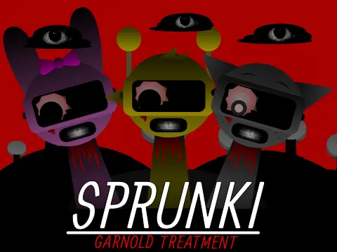 Official logo for Sprunki Garnold Treatment fanmade game featuring modified characters