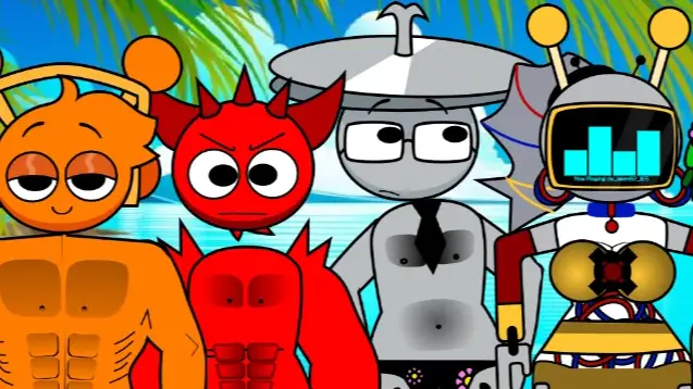 Sprunki Human character in beach outfit