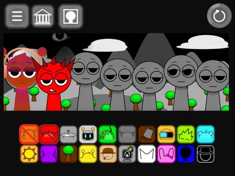 Sprunki Incredibox New Update game logo featuring Brud and character designs