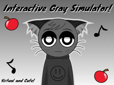 Logo for Interactive Gray Simulator featuring the character Gray from the Sprunki universe