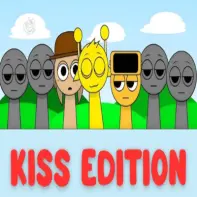 Sprunki Kiss Edition game logo featuring cute characters kissing