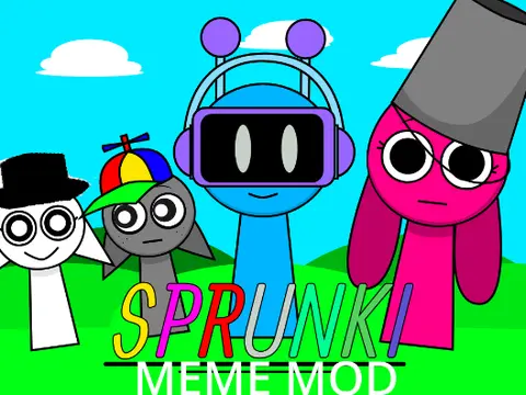 Sprunki Meme Mod game logo with Brud and Fun Bot characters