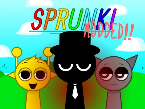 Official Sprunki Modded V2 game logo featuring enhanced characters