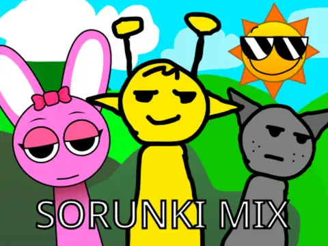 Official logo for Sprunki Mods Mix game featuring mixed Sprunki characters