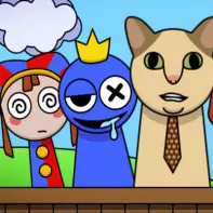 Sprunki Monsters game logo with infected Sprunki characters