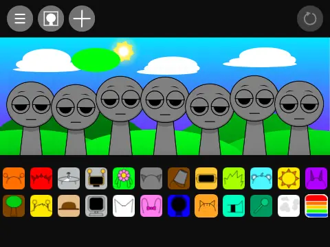 Sprunki New OC V2 character creation game logo featuring customizable Sprunki designs