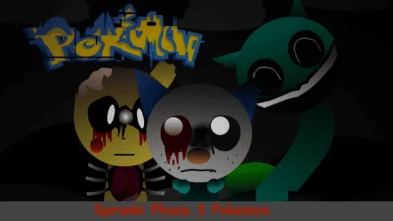 Sprunki Phase 3 Pokemon Edition logo featuring Pikachu and Oren fusion character design