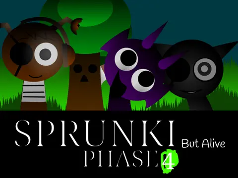 Official logo for Sprunki Phase 4 Remastered But Alive V2 game featuring vibrant characters