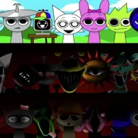 Sprunki Phase 9 Horror Game Logo - Dark Theme Definitive Edition