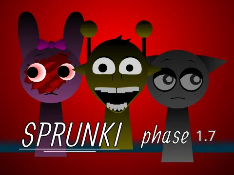 Sprunki Phase 1.7 character with musical notes background