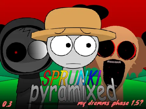 Sprunki Pyramix My Dreams Phase 1.5 Durple game logo with dreamy purple theme