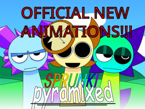 Sprunki Pyramix Version 2.3 Free Play game logo with sandbox theme