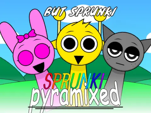 Official Sprunki Pyramixed But Sprunki game logo featuring colorful characters