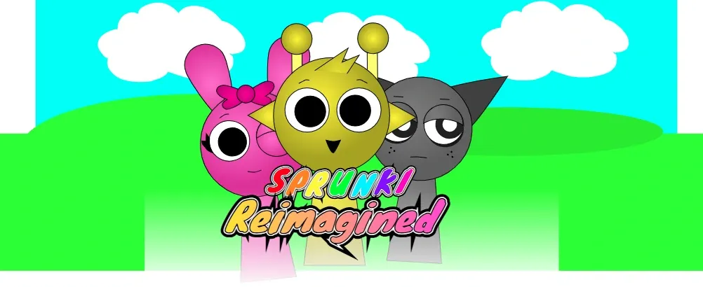 Sprunki Reimagined logo with updated character art and vibrant colors