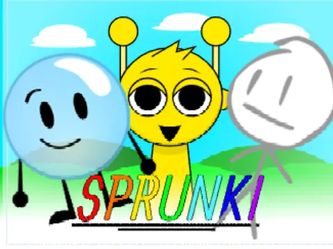 Sprunki Remix BFDI Reskin logo featuring Leafy and Firey BFDI characters