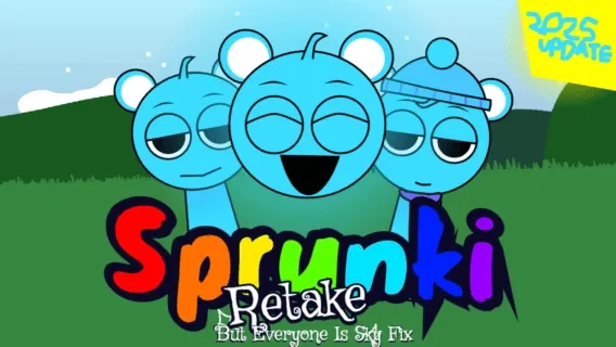 Play Sprunki Retake but everyone sky blue aesthetic mod online