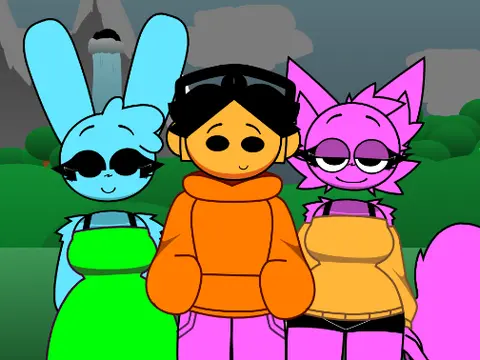 Logo for Sprunki Retake Human OC Edition featuring original human character designs