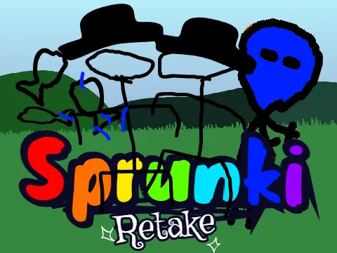 Sprunki Retake But RAXDflipnote game logo featuring character transformations