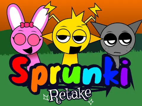 Sprunki Retake But They Are Alive game logo with age warning