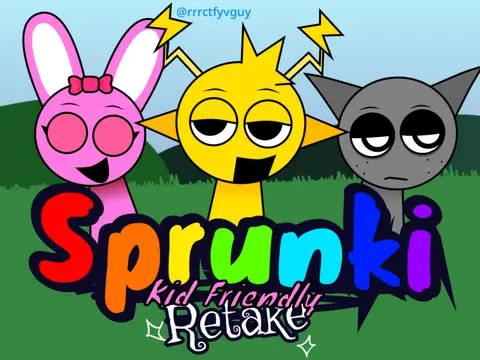 Play Sprunki Retake FE Kid Friendly online - family safe music game with no scary modes, mobile version coming soon