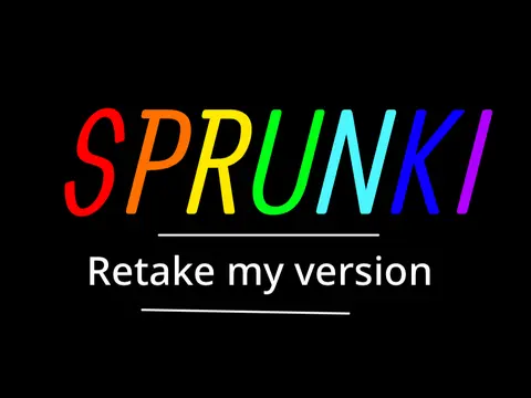 Sprunki Retake My Version V2 game logo with blood warning for mature content